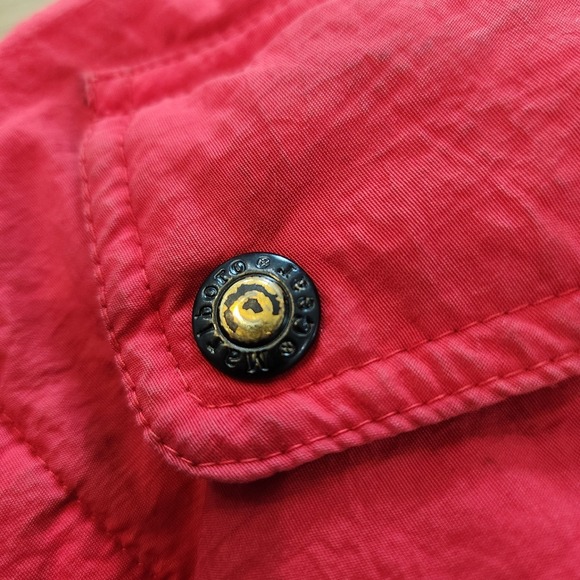 VTG 90s Marlboro Red Country Store Red Down Jacket Coat Logo Patch Size Medium - Picture 5 of 16